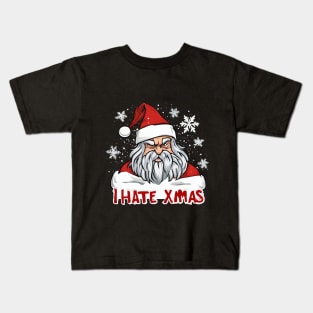 I Hate Christmas XMAS Bored Santa Claus Funny Kids T-Shirt